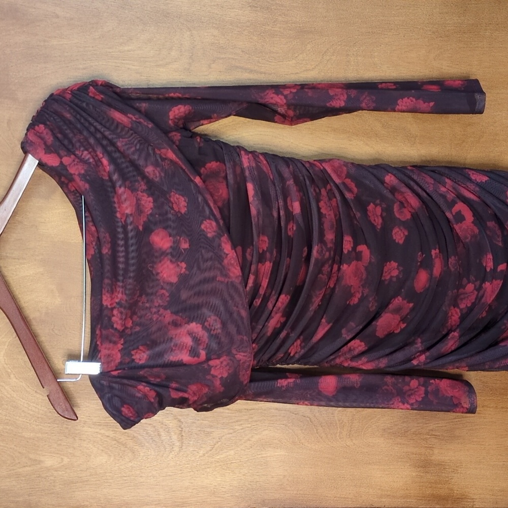 ❤️🌹Abercrombie And Fitch Long-Sleeve Mesh Asymmetrical Draped Maxi Dress Size S - Picture 3 of 11